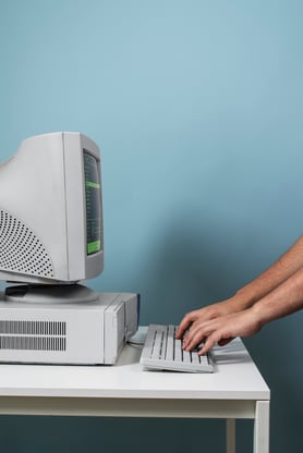 person-using-retro-computer